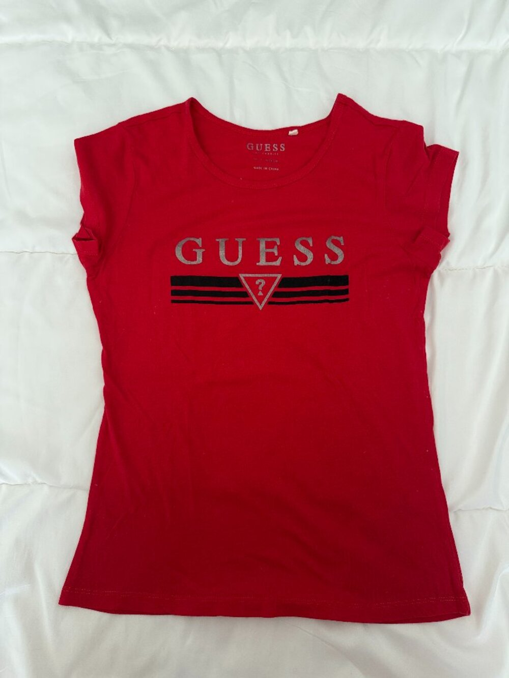 Guess Los Angeles Women's Red with Gold $ Black  T-Shirt Short Sleeve Size L